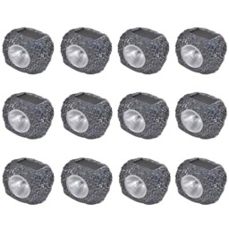 12x Outdoor Solar Powered Led Spotlight Stone Shape Garden Lamp Light