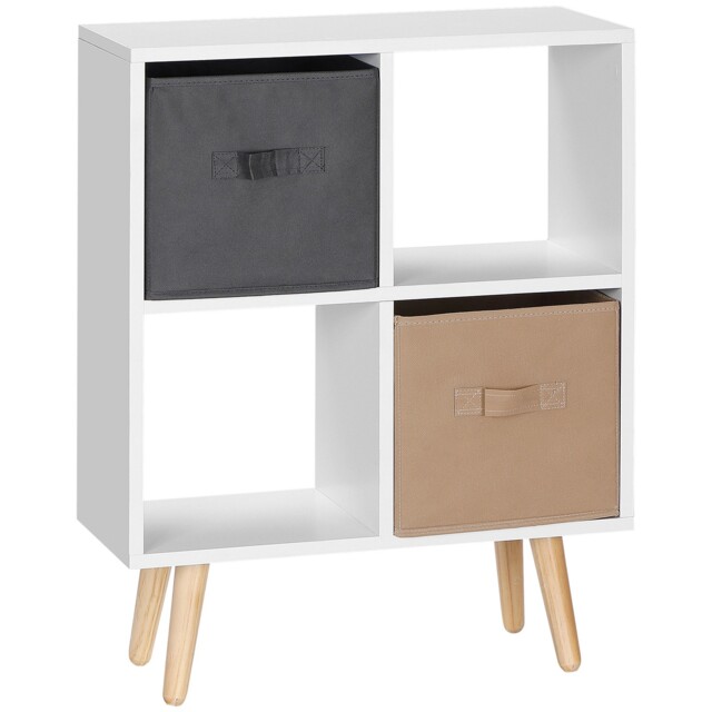Homcom Freestanding 4 Cube Storage Cabinet Unit Bookcase W/ 2 Drawer