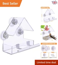 Weatherproof Acrylic Window Bird Feeder With Drainage Holes For Small