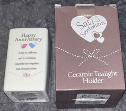 Said With Sentiment 7209 Square Ceramic Tealight Holder Happy