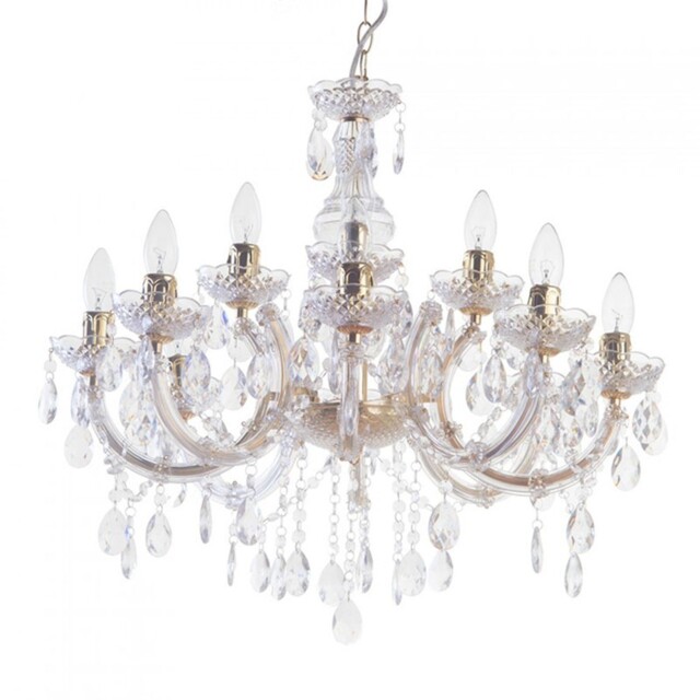 Litecraft Marie Therese Chandelier Crystal Effect Brass 12 Arm & Free