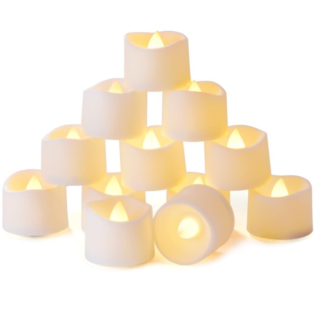 Homemory 12 Pcs Battery Tea Lights With Timer, 6 Hours On And 18 Hours