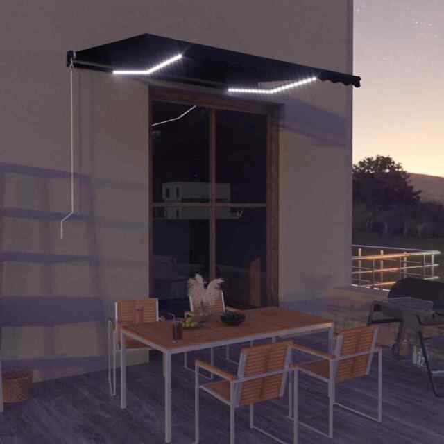 Manual Retractable Awning With Led 350x250 Cm Anthracite Vidaxl