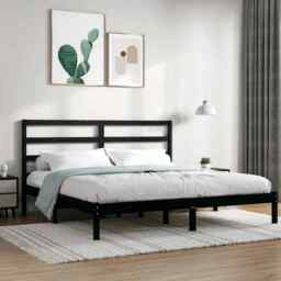 Bed Frame Black Solid Wood Pine 200x200 Cm Vidaxl