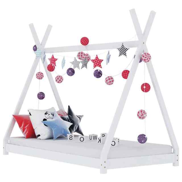 Kids Bed Frame White Solid Pine Wood 70x140 Cm Vidaxl