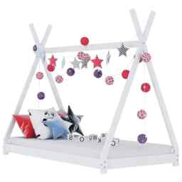 Kids Bed Frame White Solid Pine Wood 70x140 Cm Vidaxl