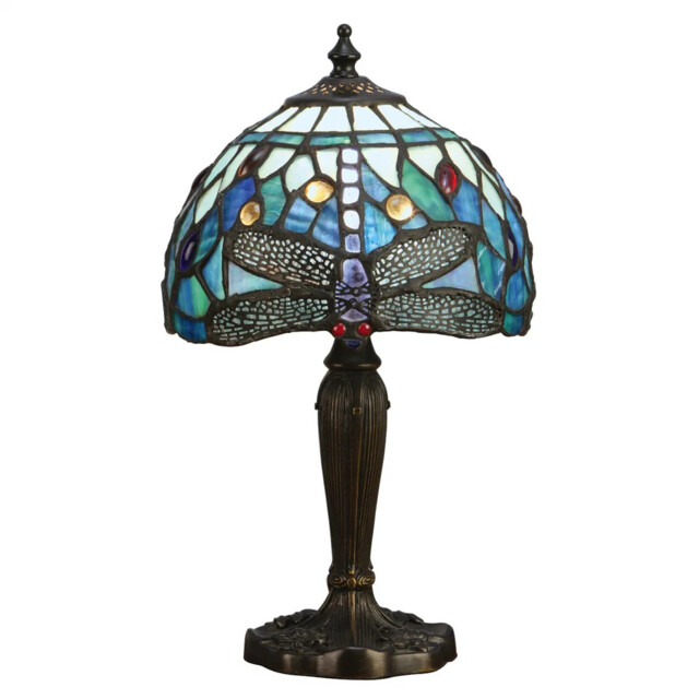 Tiffany Table Light Floor Bronze Dragonfly Blue Dark 200mm Interiors