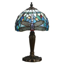 Tiffany Table Light Floor Bronze Dragonfly Blue Dark 200mm Interiors