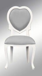 French Louis Xv Medee Bedroom Chair - White With Grey Twill Upholstery