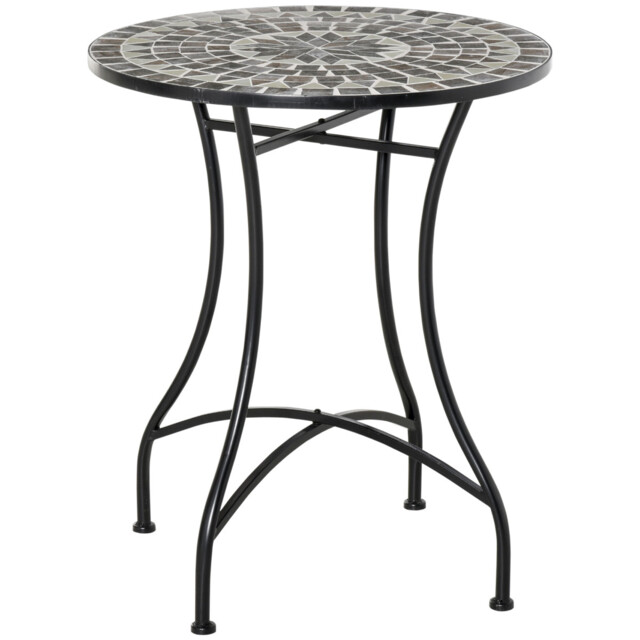 Mosaic Side Table Bistro Coffee Table For Garden Patio Balcony Grey
