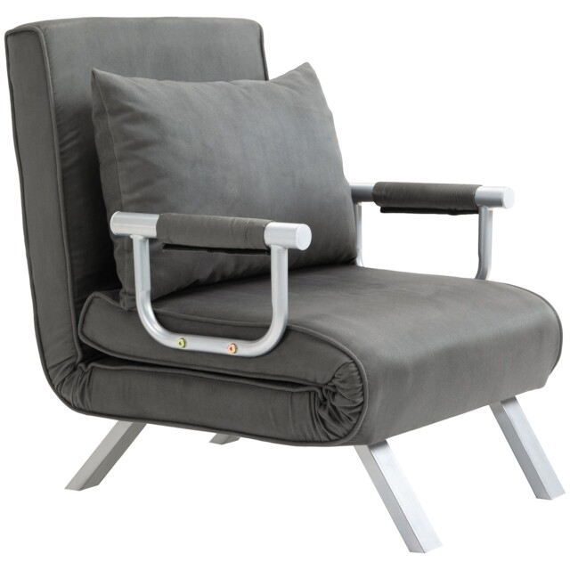 Homcom Single Folding 5 Position Convertible Sleeper Chair Bed Grey