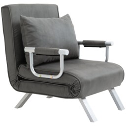 Homcom Single Folding 5 Position Convertible Sleeper Chair Bed Grey