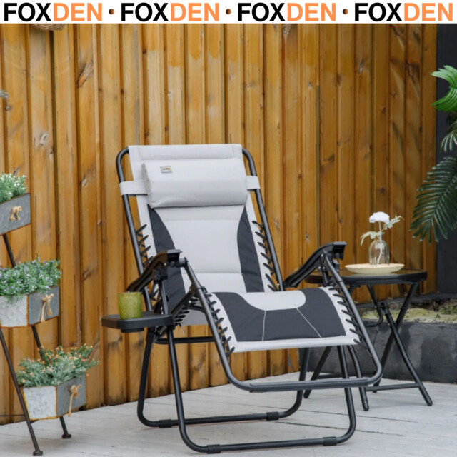 Zero Gravity Lounger Folding Recliner Chair W/ Cup Holder Soft Cushion