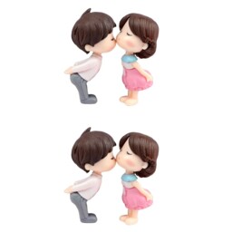 2 Pairs Kiss Couple Decoration Ornaments Abstract Figurine Design