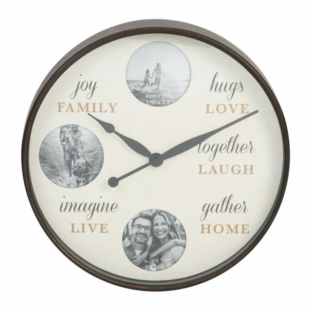 Hometime Round Photo Wall Clock (family)