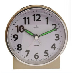 Round Bedside Quartz Alarm Clock Gold Plated Mid Sized Compact