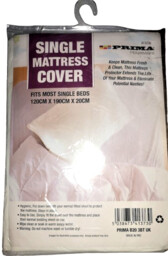 Prima Houseware Single Mattress Protector Cover - 120cm X 190cm X 20cm