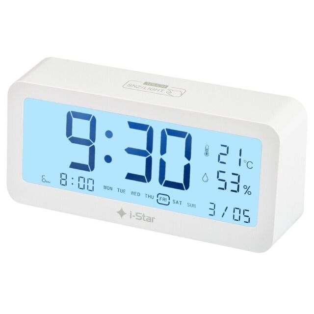 I-star Portable Mini Alarm Clock With Room Temperature, Clear Lcd