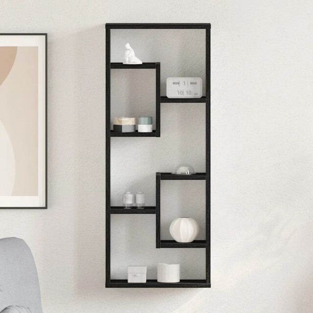 Wall Shelf Black Oak 36x16x90 Cm Engineered Wood Vidaxl