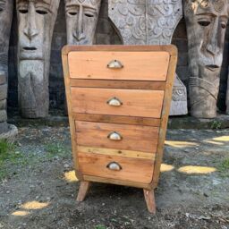 Recycled Teak Rounded Chest Of 4 Drawers Unit - Handmade Bali Wooden