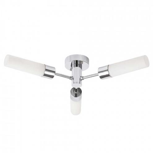 Litecraft Elena 3 Arm Glass Bathroom Semi Flush Ceiling Light -