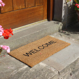 Jvl Eco-friendly Typography Natural Coir Doormats With Latex Backing