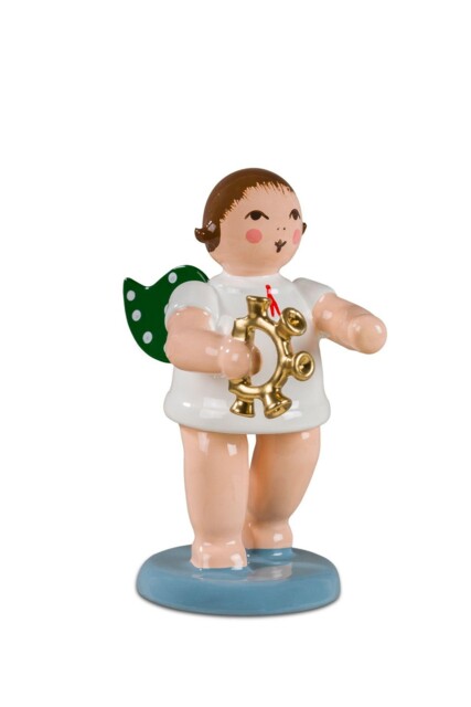 Angel With Bell Wreath Without Crown Height Approx 6,5 Cm Wooden Angel
