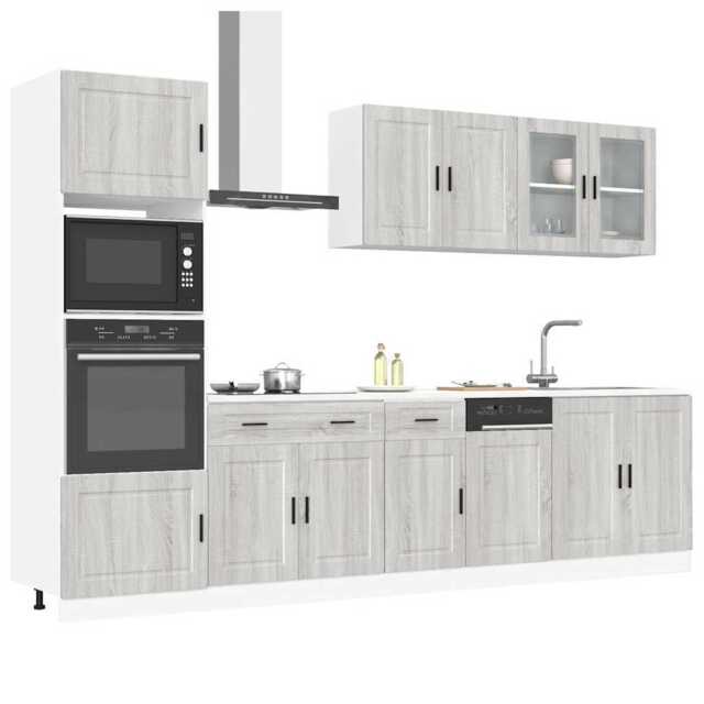 7 Piece Kitchen Cabinet Set Kalmar Grey Sonoma Engineered Wood Vidaxl