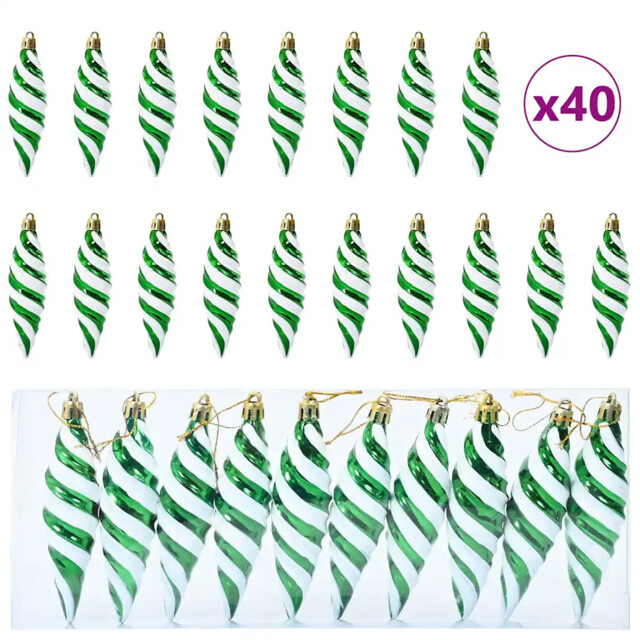 Christmas Spiral Shape Ball 40 Pcs Plastic Ornament Holiday Decoration