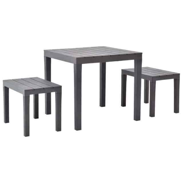 Garden Table With 2 Benches Plastic Brown Vidaxl