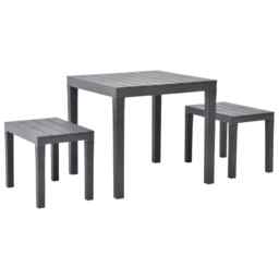 Garden Table With 2 Benches Plastic Brown Vidaxl