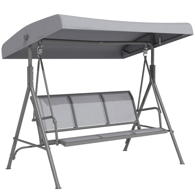 Outsunny 3 Seater Garden Swing Patio Hammock W/ Canopy For Outdoor