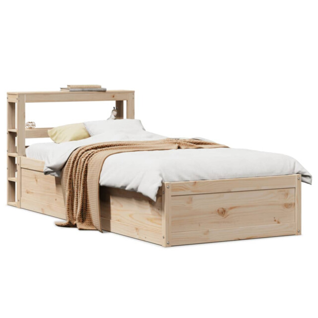 Bed Frame Solid Pinewood Brown 160x200cm Small Double Headboard