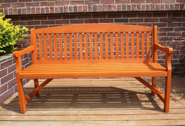 Garden Bench Wood Slat 3 Seater Chair Patio Park Seat Outdoor