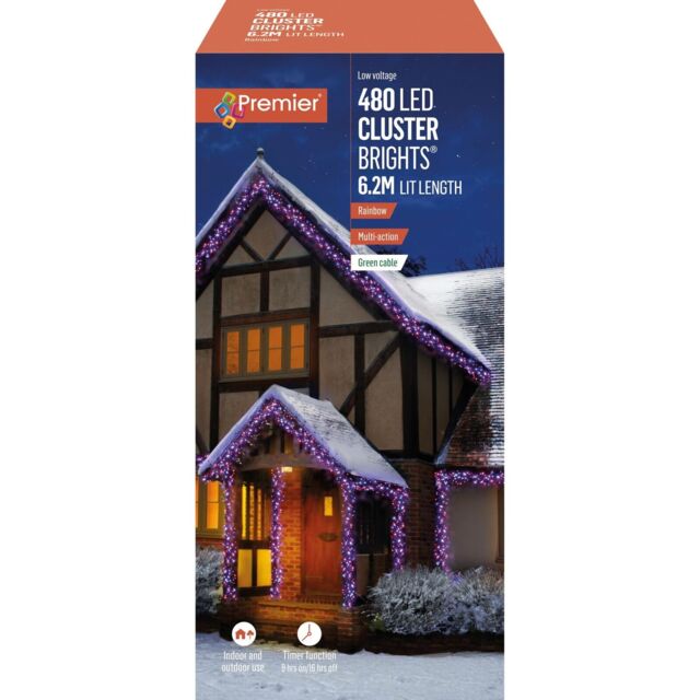 Outdoor Christmas Lights Decoration Xmas Cluster 480 Leds 6.2m Various