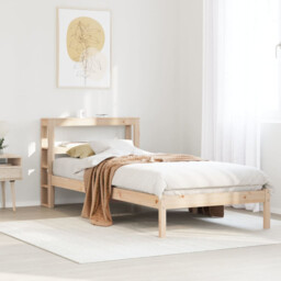 Bed Frame Solid Pine Natural 90x200 Cm Plywood Slats Freestanding