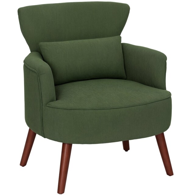 Homcom Armchair With Padded Seat And Backrest For Living Room, Green