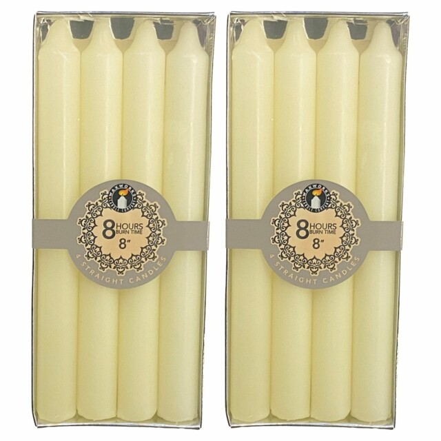 "[pack Of 8] Straight 8"" Christmas Candles 8 Hrs Burning Time Dinner"