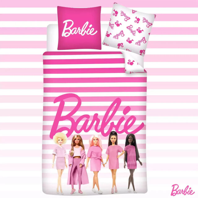 Barbie Official Single Duvet Cover Set Group Design Reversible 2 Sided