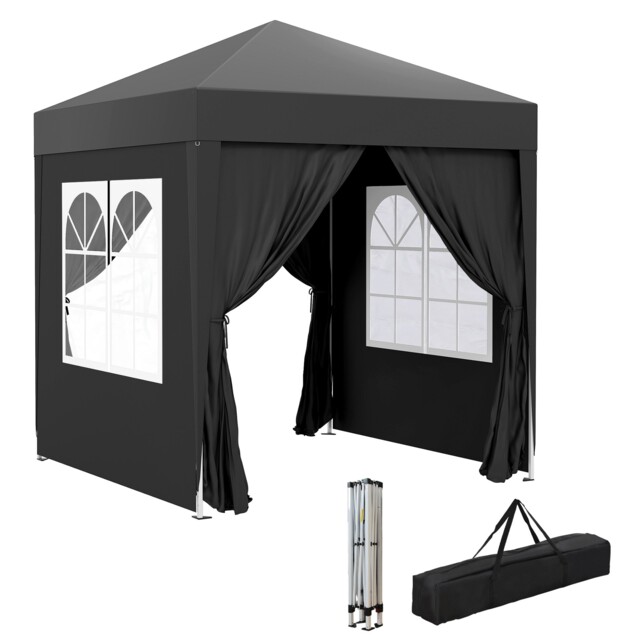 Outsunny 2x2m Pop Up Gazebo Canopy Marquee W/ Carry Bag, Black