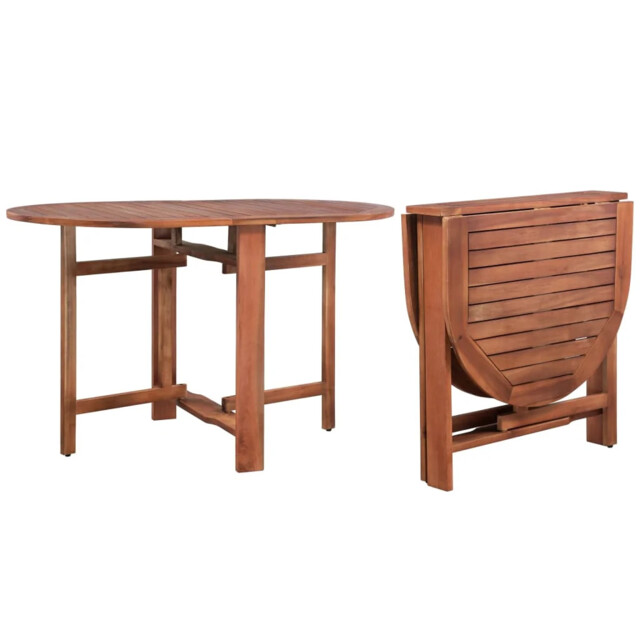 Outdoor Patio Wooden Oval Folding Garden Dining Table Solid Acacia