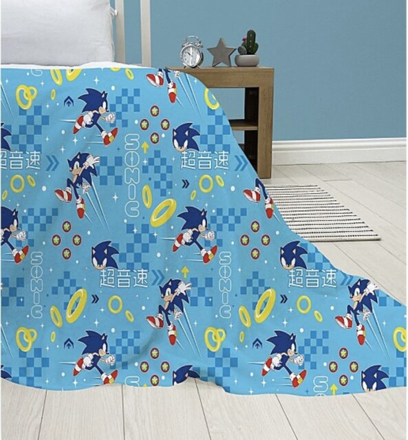 Sonic The Hedgehog Geo Blanket Soft Fleece Throw Gamers - 100cm X