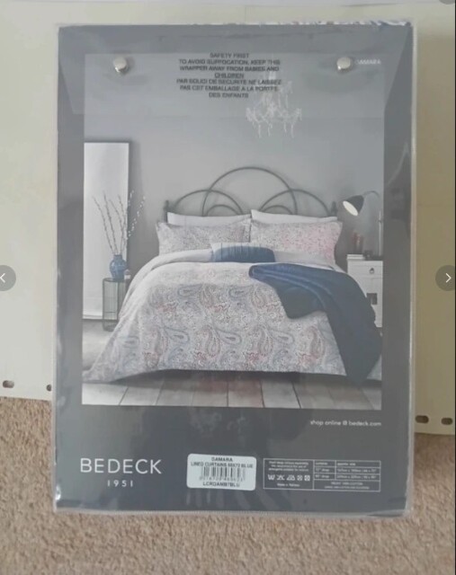 Bedeck 1951 Damara Paisley Curtains Blue 66 X 72cm Brand