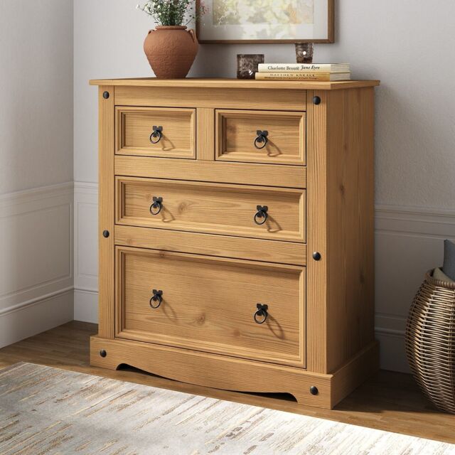 Corona Chest Of 4 Drawers 2 + 2 Mexican Solid Pine Bedroom