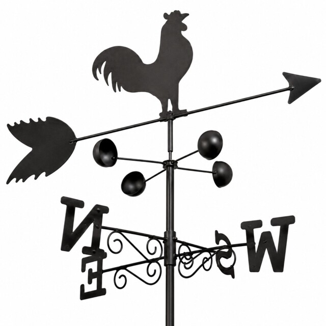 Cockeral Weathervane – Steel Wind Direction Indicator With Cups &