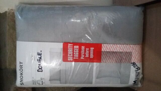 Sale Ikea Snokort Luxury Double Duvet Cover & 2 Pillowcases - Grey