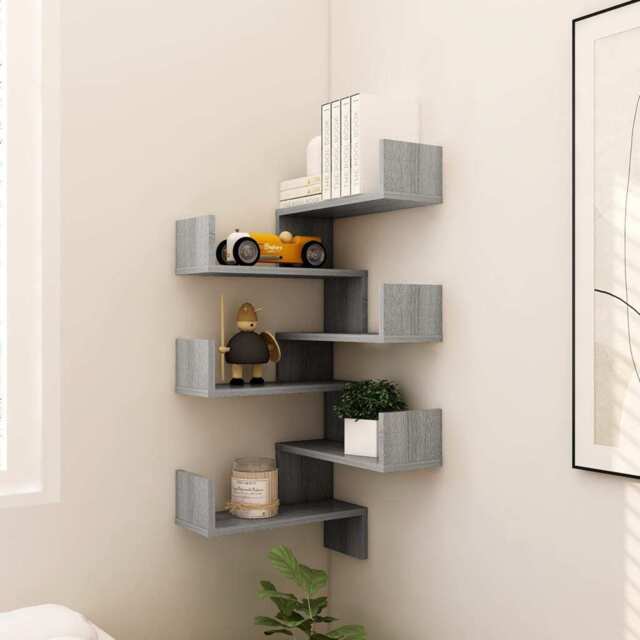 Wall Corner Shelves 2 Pcs Grey Sonoma 40x40x50 Cm Engineered Wood