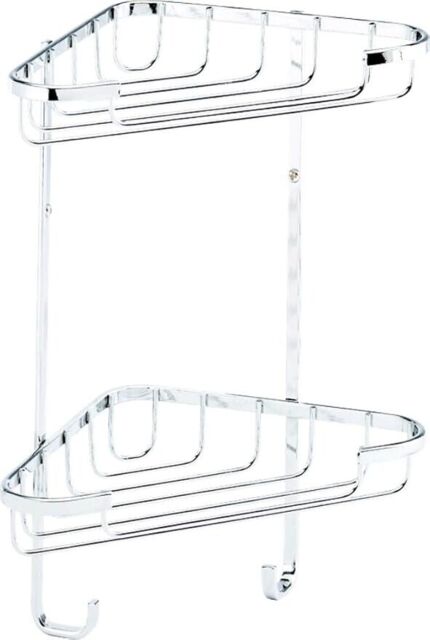 Croydex 2 Tier Corner Shower Caddy Rust Free Basket Bathroom Storage