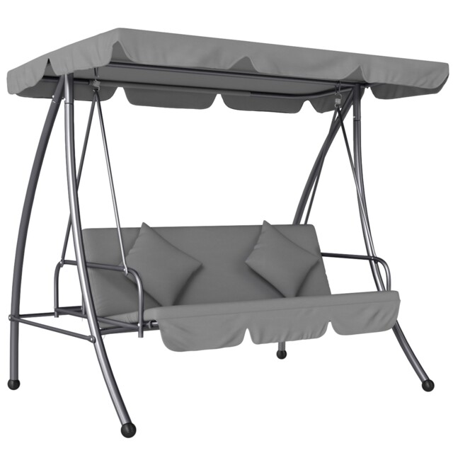 Outsunny 2-in-1 Swing Chair 3 Seater Hammock Cushion Bed Tilt Canopy