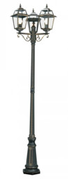 Outdoor Light Black Orleans 3 Lamp Post Ip44 Gold 2.27m Searchlight